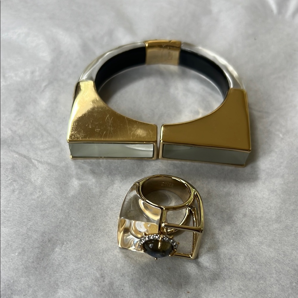 Alexis Bittar Gold and Clear Jewelry Set